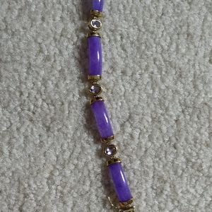 Jade bracelet marked 925 silver gold dipped